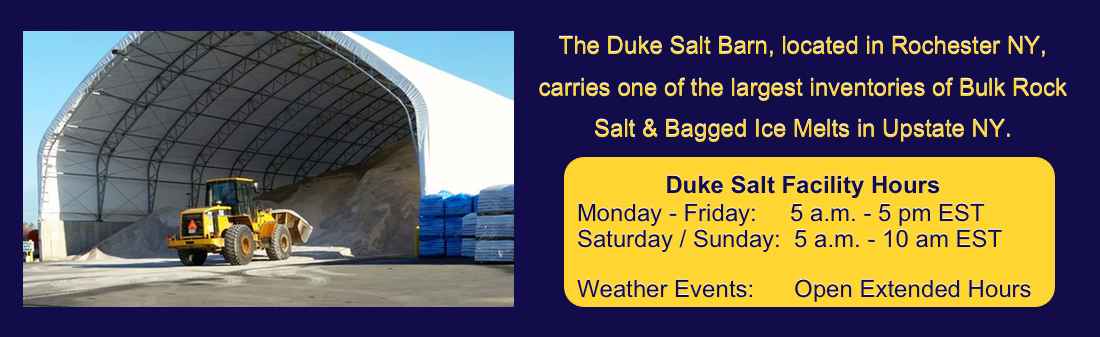 The Duke Company's Salt Barn in Rochester NY Carries one of the most extensive ranges of Rock Salt and Bagged Ice Melts v3